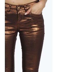 Boohoo Phoebe Metallic Skinny Trousers