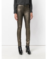 Saint Laurent Metallic Skinny Trousers