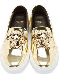 Versace Ssense Gold Slip On Medusa Sneakers