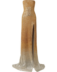 Oscar de la Renta Embellished Lam Gown
