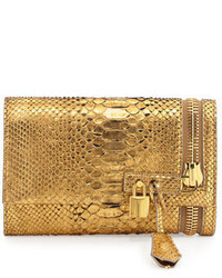 Tom Ford Jennifer Gold clutch Golden Leather ref.457948 - Joli Closet