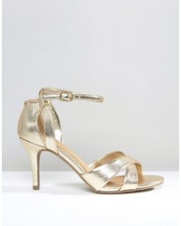 Head Over Heels By Dune Maddie Ankle Strap Gold Snake Print Heeled Sandals