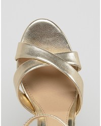 Head Over Heels By Dune Maddie Ankle Strap Gold Snake Print Heeled Sandals