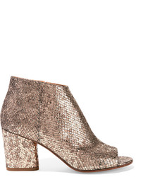 Gold Snake Leather Ankle Boots