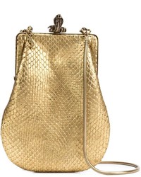 Gold Snake Leather Clutch