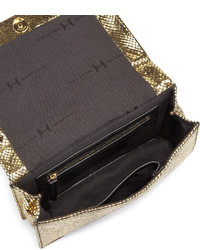 Halston Heritage Snakeskin Embossed Leather Shoulder Bag Gold