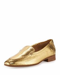 The Row Adam Watersnake Loafer Gold