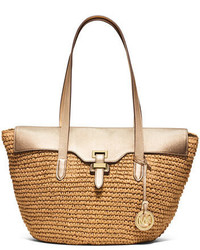 Gold Straw Tote Bag