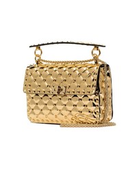 Valentino Metallic Gold Rockstud Spike Leather Crossbody Bag