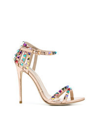 Gold Studded Leather Heeled Sandals