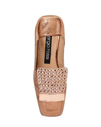 Sergio Rossi 10mm Studded Metallic Leather Loafers