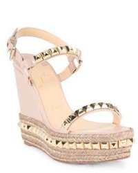 Christian Louboutin Cataclou 120 Studded Patent Leather Espadrille Wedge Sandals