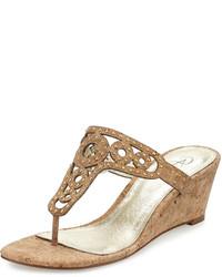 Adrianna Papell Ceci Studded Wedge Sandal Gold Cork