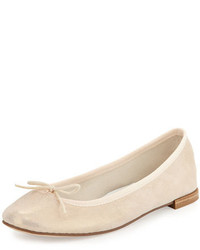 Gold Suede Ballerina Shoes