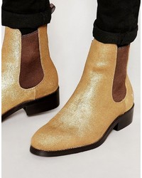Gold Suede Chelsea Boots
