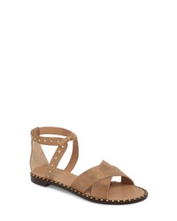 Gold Suede Flat Sandals