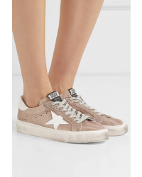Golden Goose Deluxe Brand May Distressed Metallic Suede And Leather Sneakers
