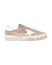 Golden Goose Deluxe Brand May Distressed Metallic Suede And Leather Sneakers