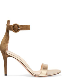 Gianvito Rossi Suede And Metallic Leather Sandals