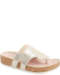 Gold Suede Thong Sandals