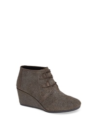 Gold Suede Wedge Ankle Boots