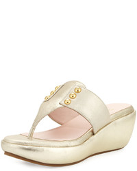 Gold Suede Wedge Sandals