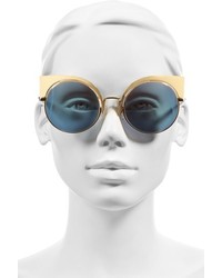 Fendi 53mm Round Cat Eye Sunglasses Gold
