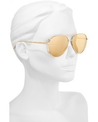 Linda Farrow 60mm Mirrored 18 Karat Gold Sunglasses Yellow Gold Gold