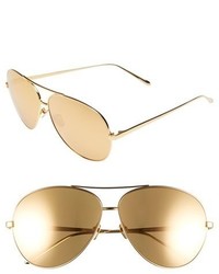 Linda Farrow 64mm 22 Karat Gold Plated Aviator Sunglasses