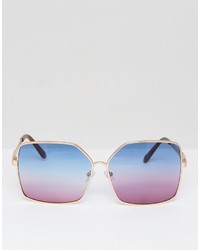 A. J. Morgan Aj Morgan Metal Square Sunglasses With Blue Pink Tinted Lens To Asos