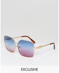 A. J. Morgan Aj Morgan Metal Square Sunglasses With Blue Pink Tinted Lens To Asos