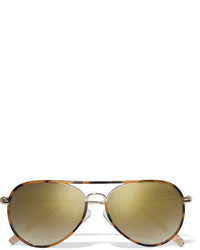 Matthew Williamson Aviator Style Acetate And Gold Tone Mirrored Sunglasses