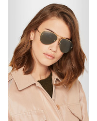 Linda Farrow Aviator Style Gold Plated Sunglasses