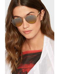 Calvin Klein 205W39nyc Aviator Style Gold Tone And Acetate Mirrored Sunglasses