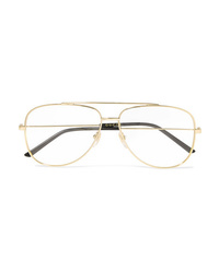 Gucci Aviator Style Gold Tone And Acetate Optical Glasses