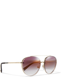 Valentino Aviator Style Gold Tone Sunglasses