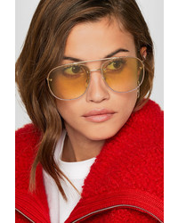Gucci Aviator Style Gold Tone Sunglasses