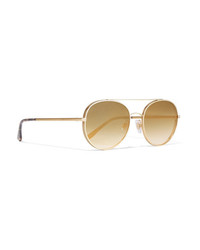 Dolce & Gabbana Aviator Style Gold Tone Sunglasses