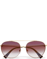 Valentino Aviator Style Gold Tone Sunglasses