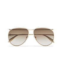 Alexander McQueen Aviator Style Gold Tone Sunglasses