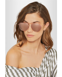 Linda Farrow Aviator Style Rose Gold Plated Mirrored Sunglasses Metallic