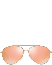 Burberry Aviator Sunglasses With Check Temples