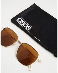 Asos Aviator Sunglasses With Flat Lens