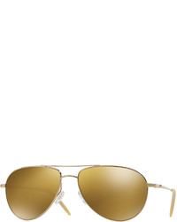 Oliver Peoples Benedict 59 Aviator Sunglasses Gold