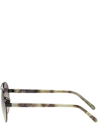 Linda Farrow Luxe Black Rose Gold Aviator Sunglasses