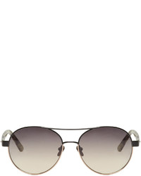 Linda Farrow Luxe Black Rose Gold Aviator Sunglasses