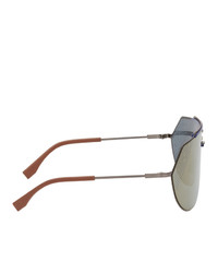 Fendi Blue And Gunmetal Shield Sunglasses
