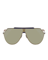 Fendi Blue And Gunmetal Shield Sunglasses