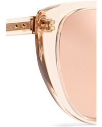 Linda Farrow Cat Eye Acetate Mirrored Sunglasses Blush