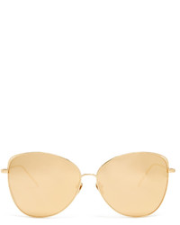Linda Farrow Cat Eye Yellow Gold Plated Sunglasses